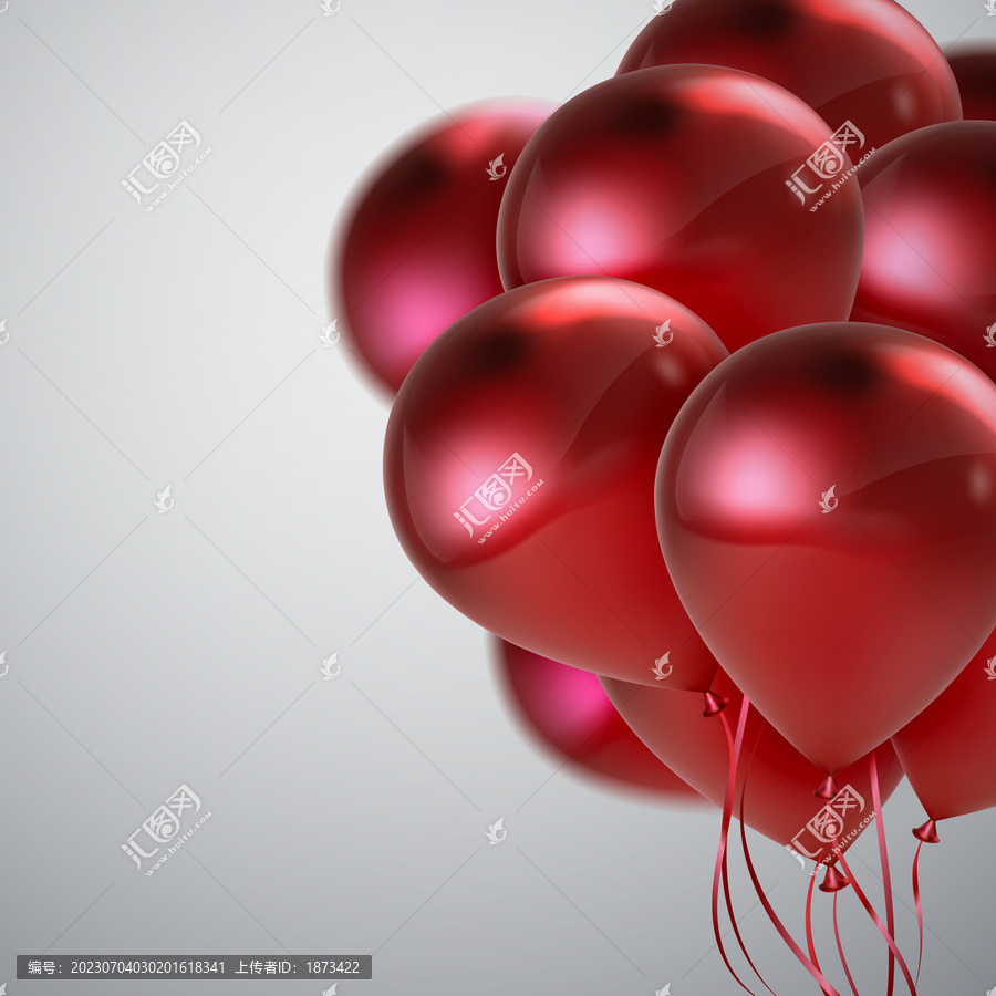 写实质感红色气球装饰背景