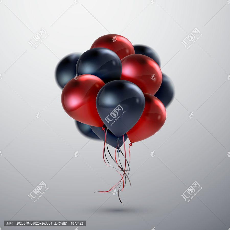 红色与黑色一束气球装饰素材
