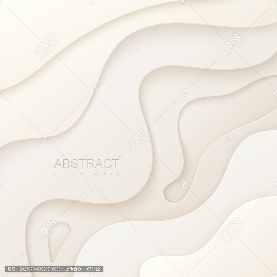 抽象白色剪纸波浪浮雕纸艺背景