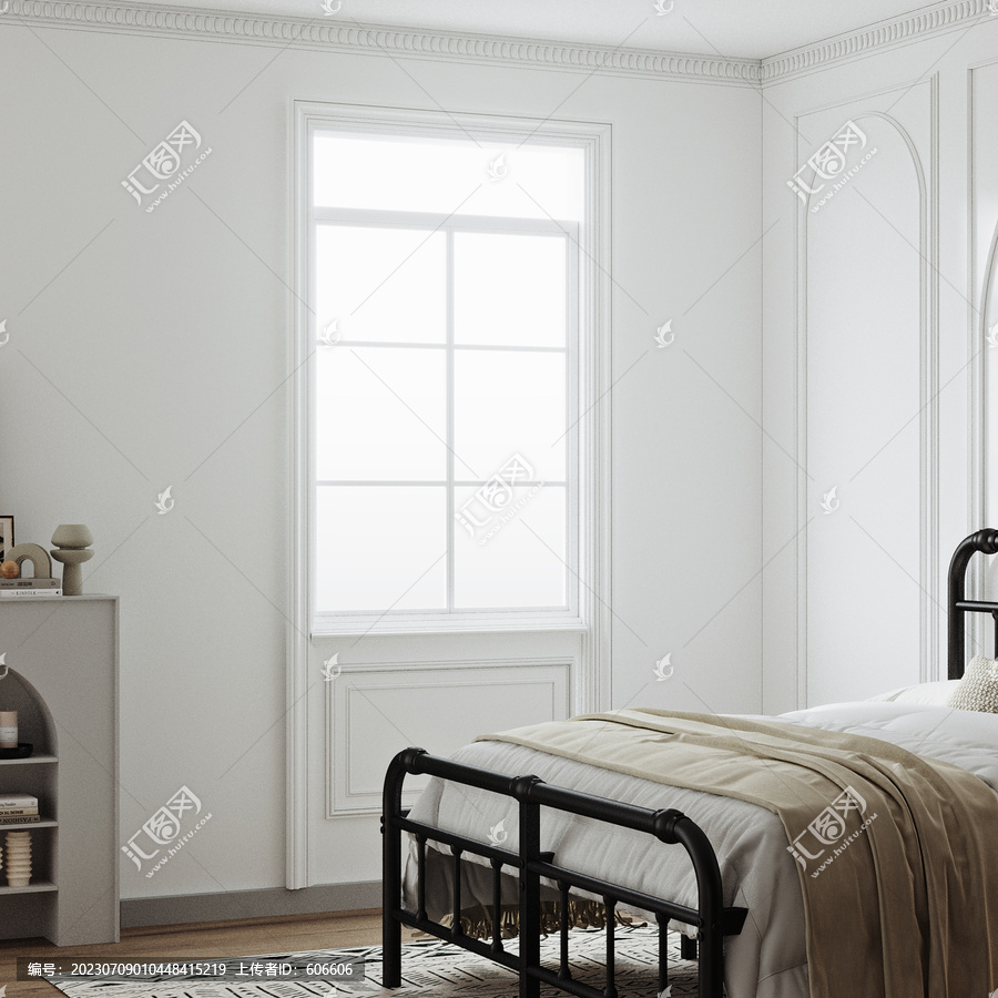 卧室转角罗马杆窗帘效果图