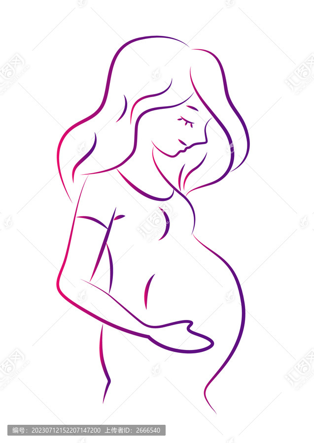 孕妇怀孕妇女线条剪影人物