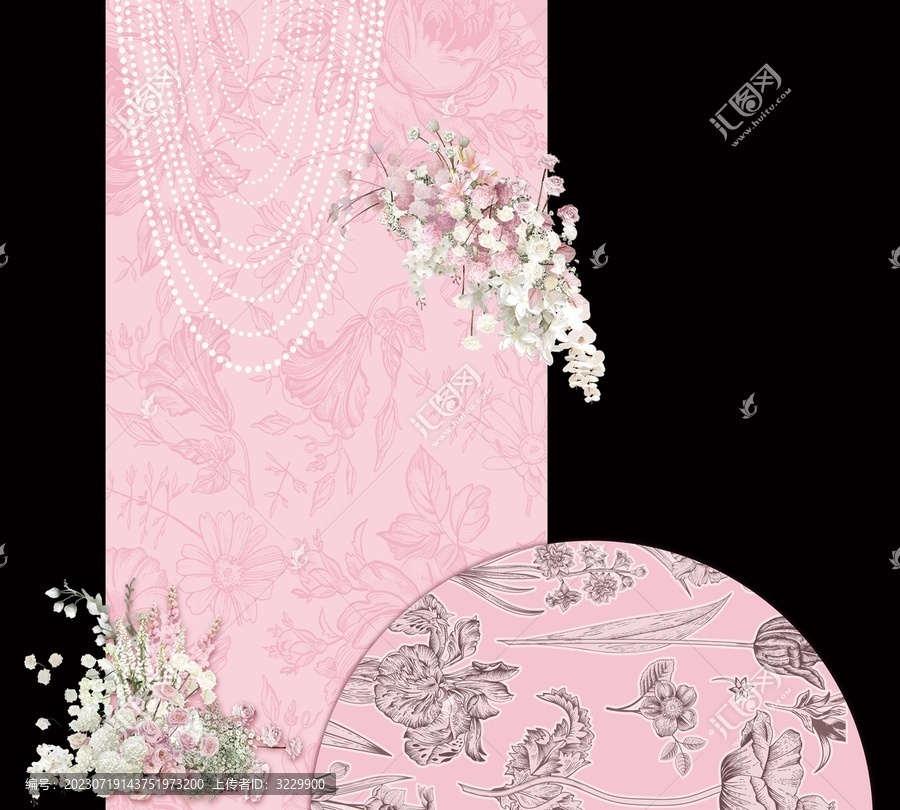 粉色婚礼法式花卉造景