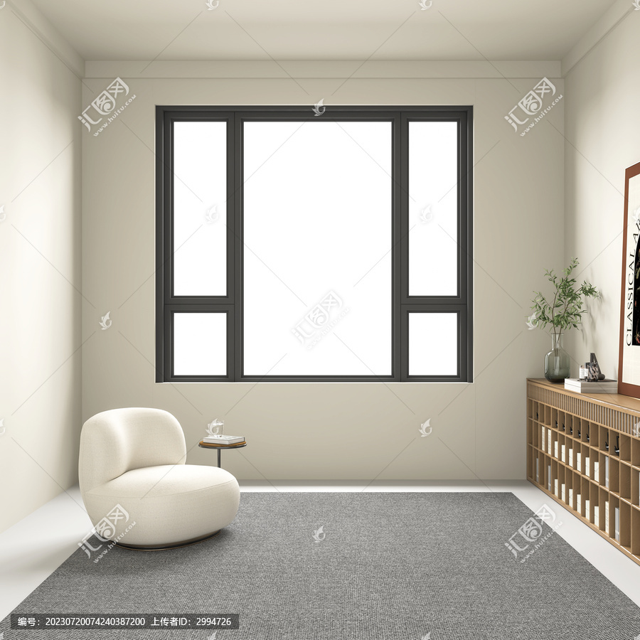客厅小窗罗马杆窗帘效果图