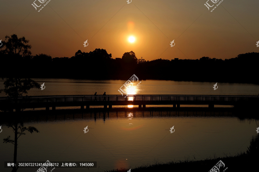 企石东青湖夕阳风光