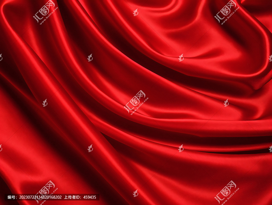 红色褶皱丝绸布料纹理