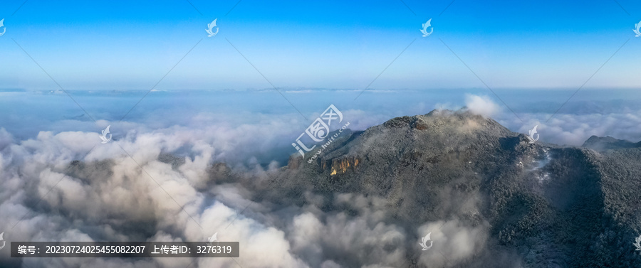 浦江仙华山雪景云海航拍全景