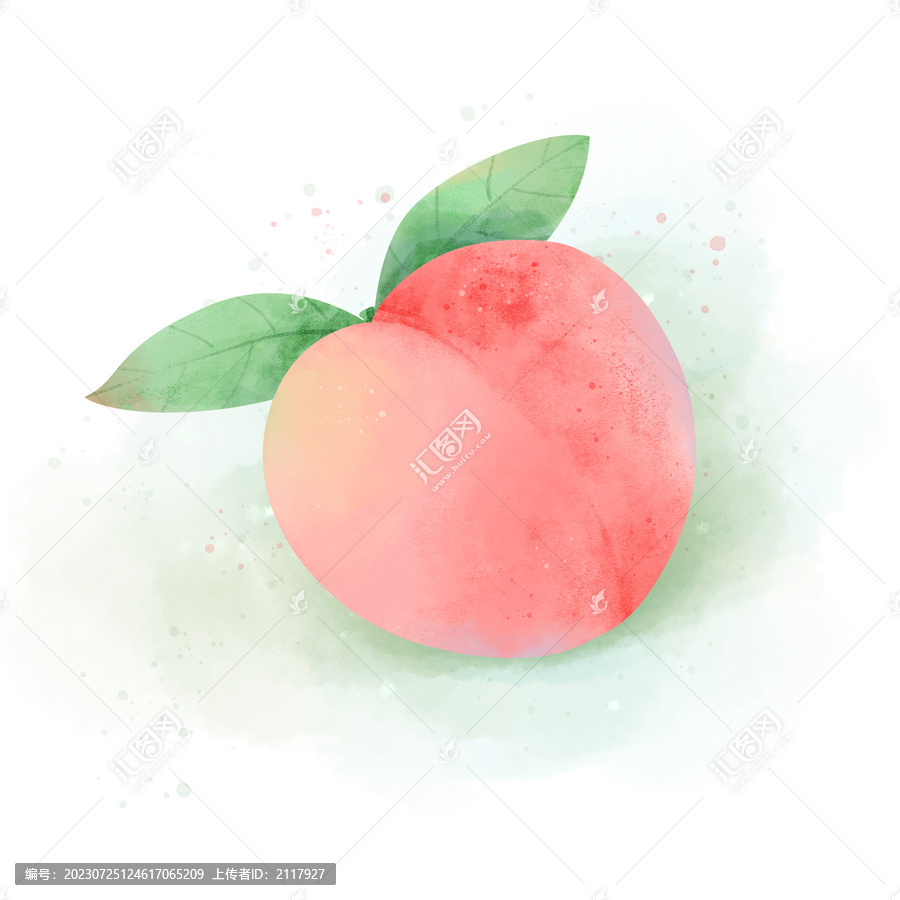 水彩手绘水果桃子