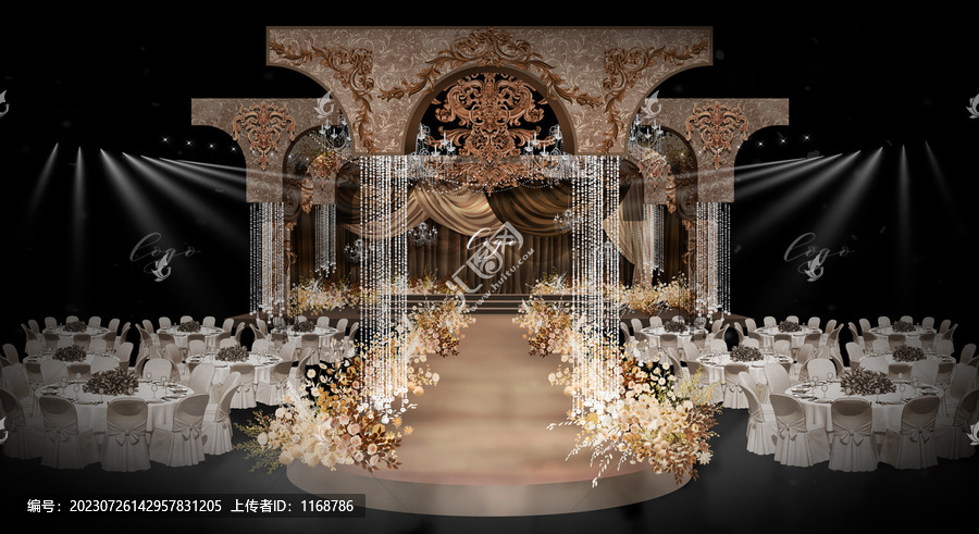 欧式手绘婚礼舞台效果图