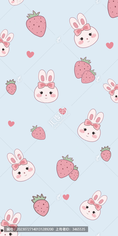 草莓兔印花壁纸面料童装