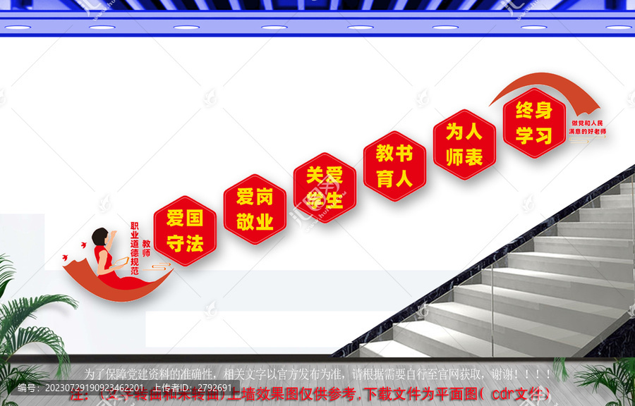 教师职业道德规范楼梯文化墙