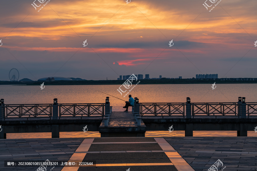 武汉后官湖日落风景