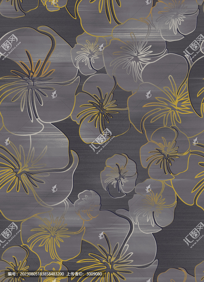 花卉满铺分色地毯图案