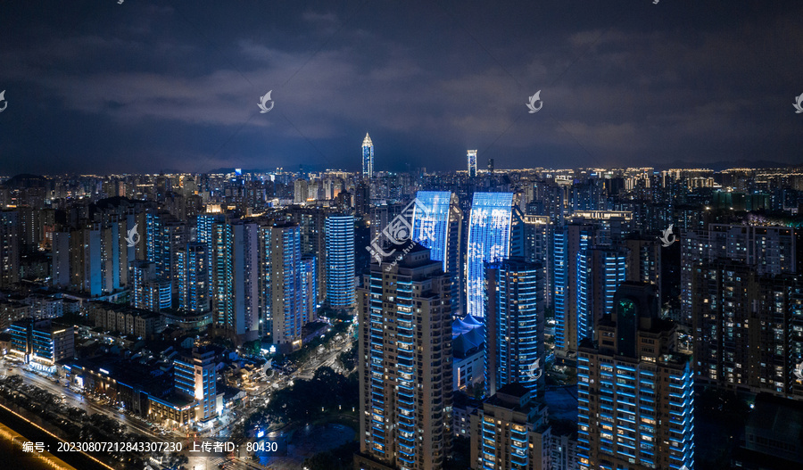 温州鹿城区夜景航拍