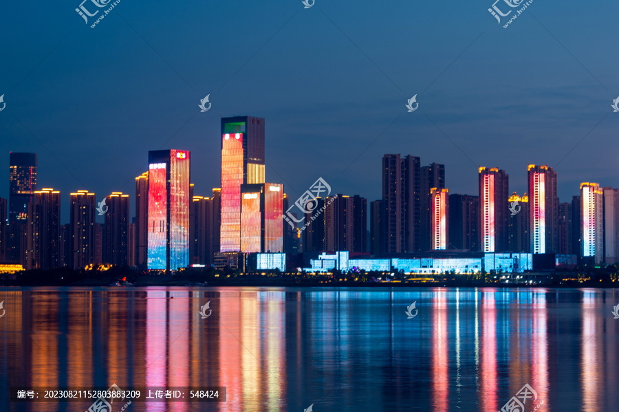 长沙市湘江基金小镇建筑群夜景