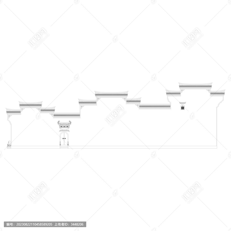 天井院正立面线稿图