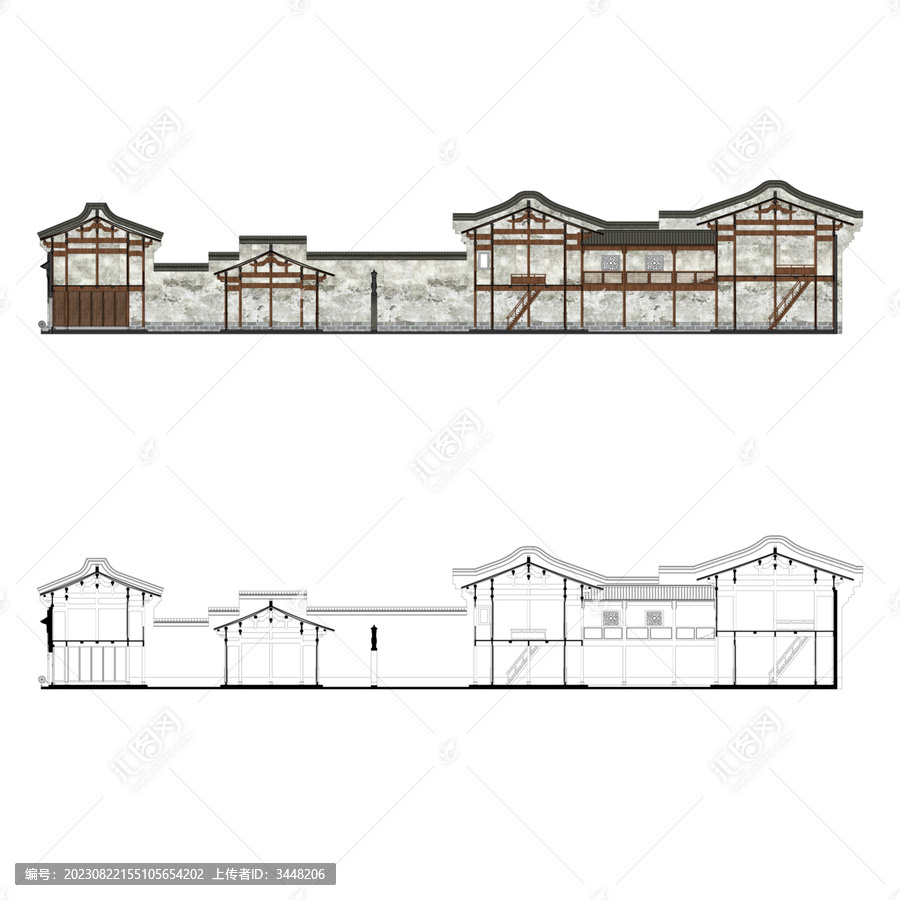 古民居剖面效果图