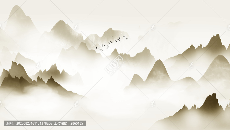 新中式山水巨幅山水画装饰画