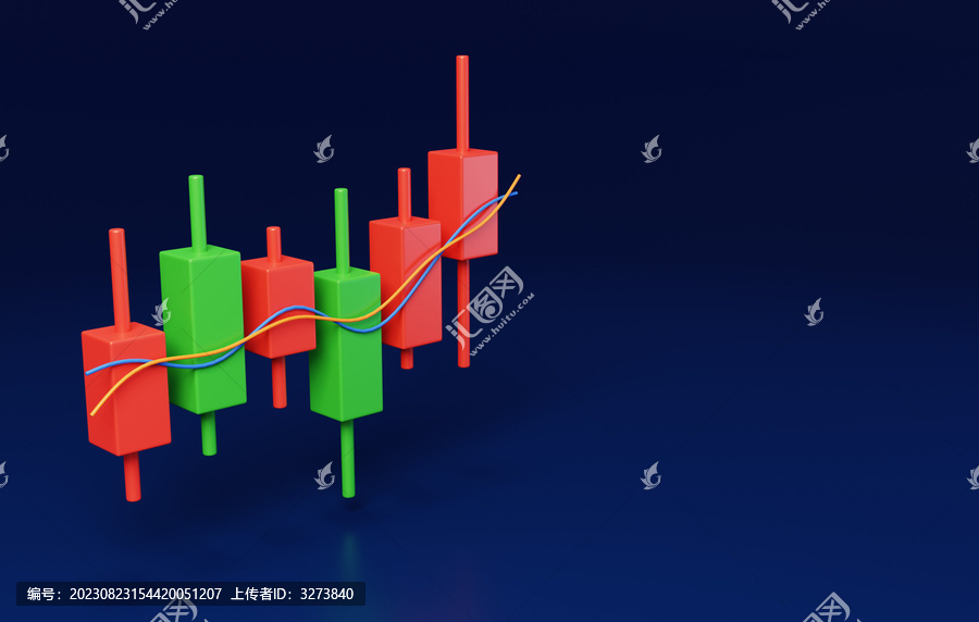 金融证券交易股票走势数据3D