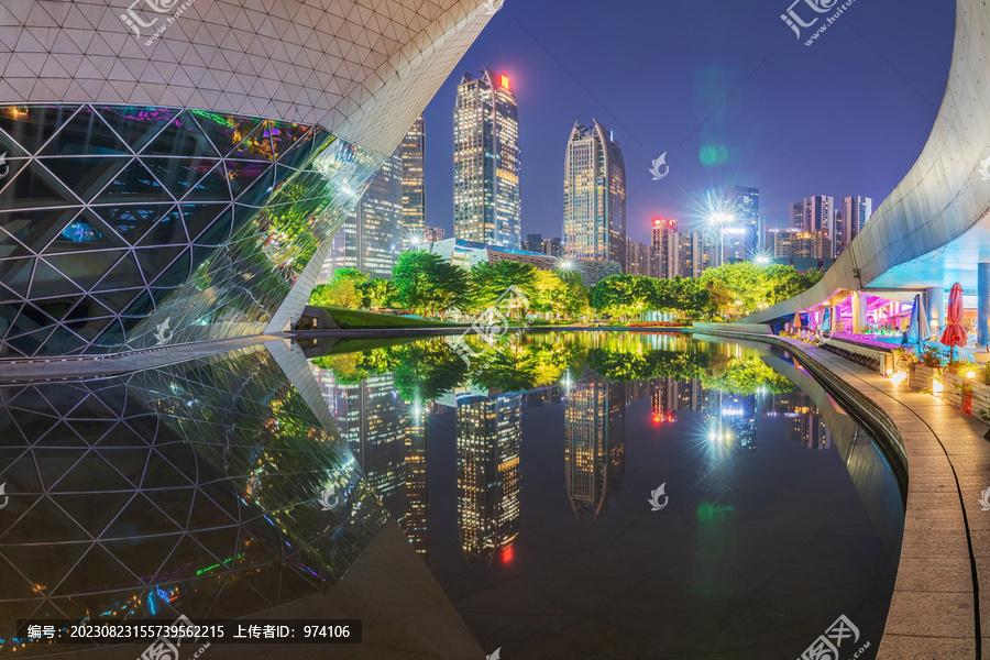 广州大剧院和花城广场建筑夜景