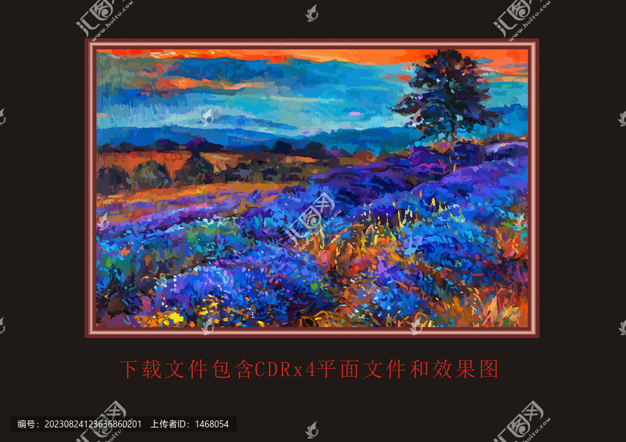 油画风景装饰画底纹条纹