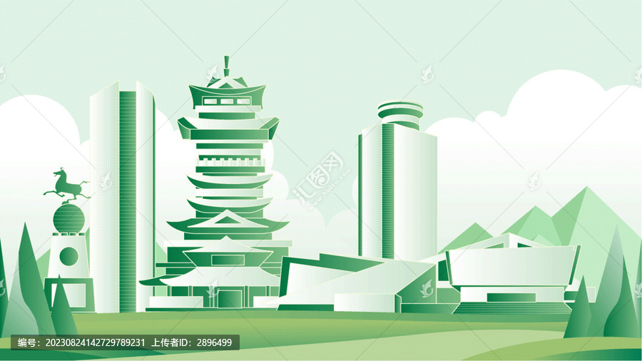 绵阳绿色旅游城市插画