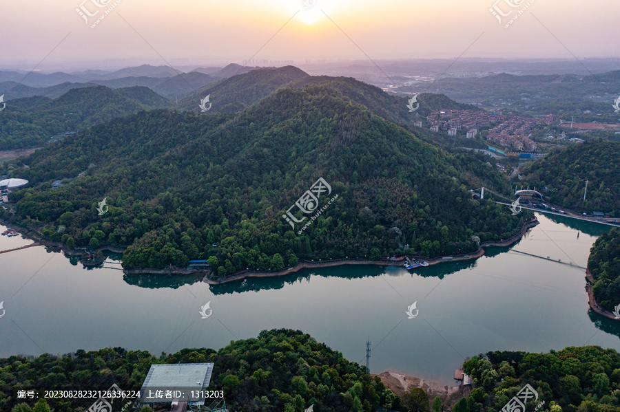 航拍湖南长沙石燕湖景区