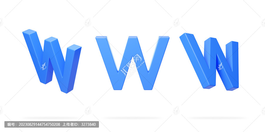 英文字母W拼音拼写语言3D