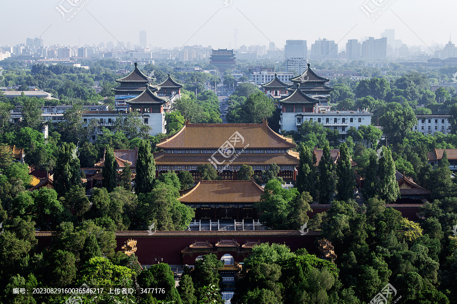 北京景山北边的寿皇殿俯瞰图