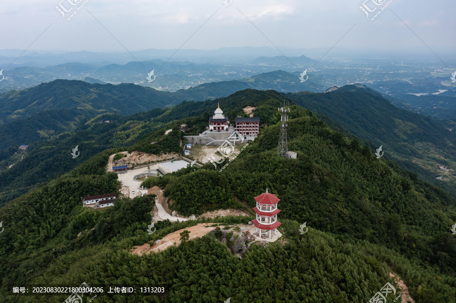 航拍湖南长沙宁芙蓉山普济寺