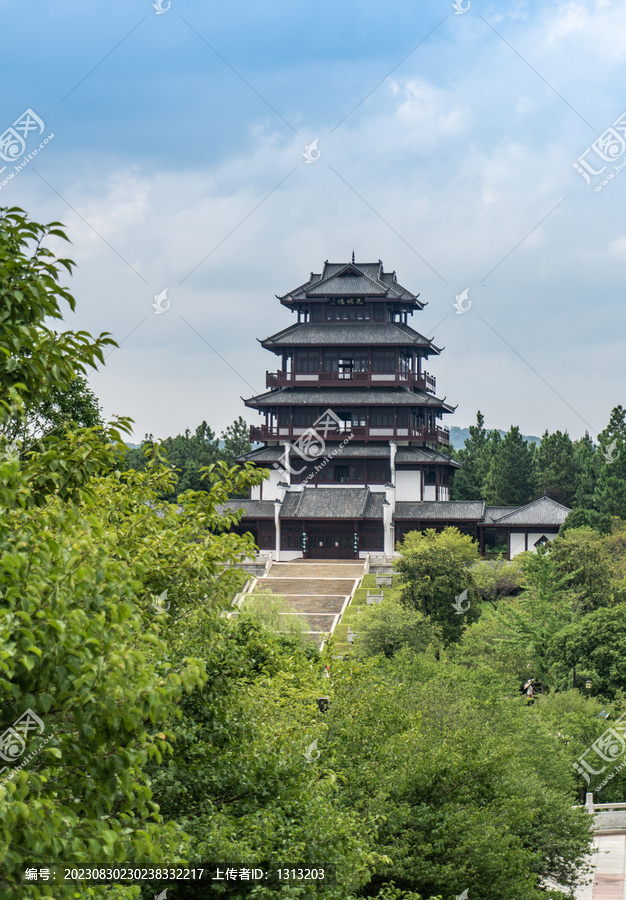 航拍湖南长沙宁乡花明楼景区