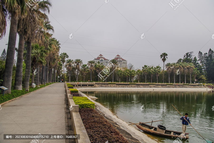 厦门植物园万石湖边的路与树