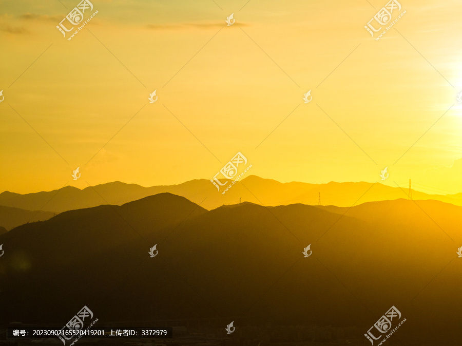 珠海斗门乡村风光夕阳航拍