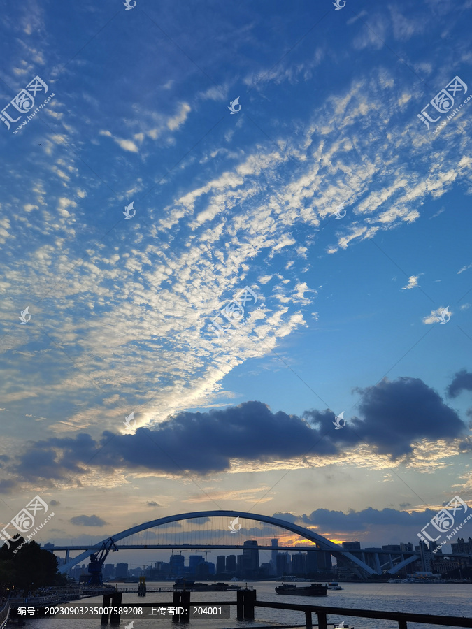 上海卢浦大桥日落