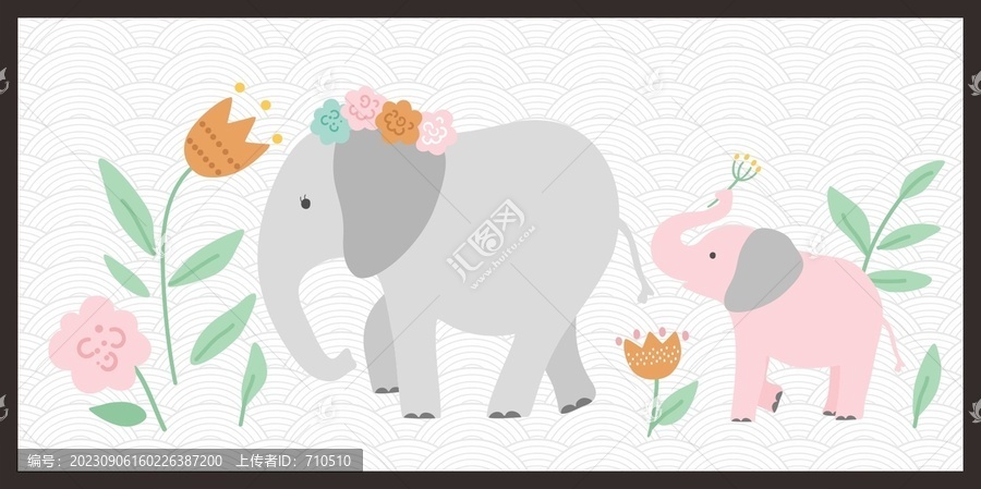 动物大象卡通可爱母爱