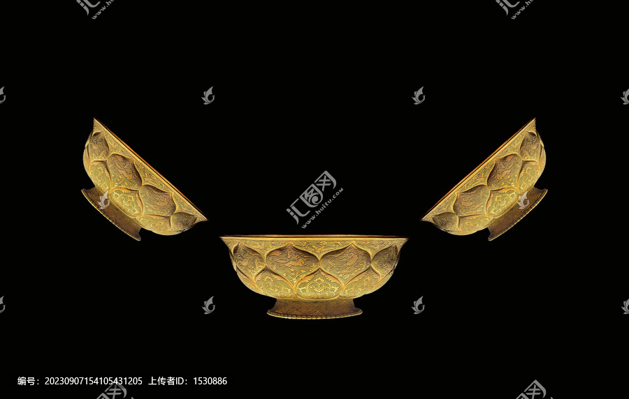 鸳鸯莲瓣纹金碗