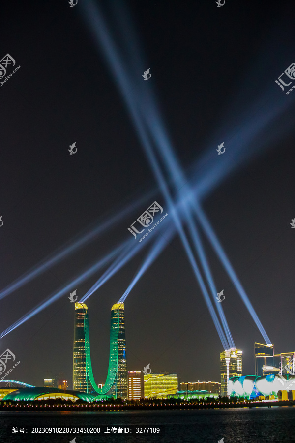 杭州城市阳台灯光秀夜景