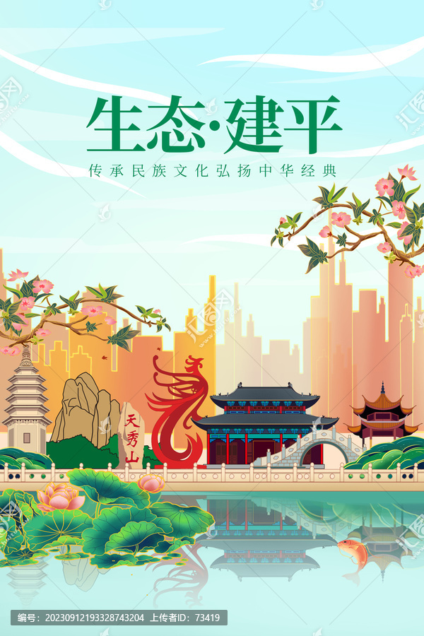 建平县绿色生态城市宣传海报