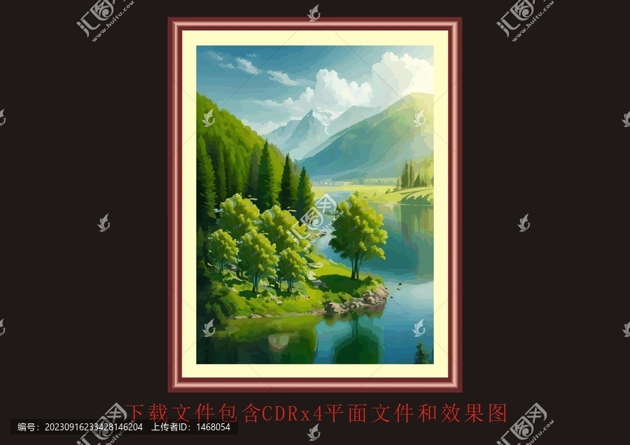 抽象森林湖泊山峰挂画