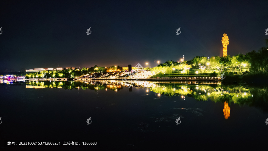 唐山南湖夜景航拍