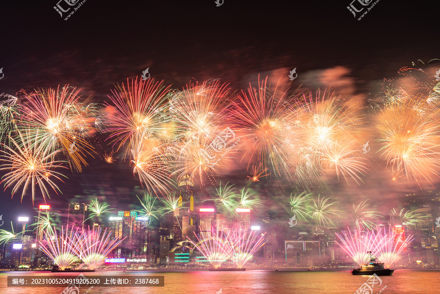 香港维多利亚港烟花汇演