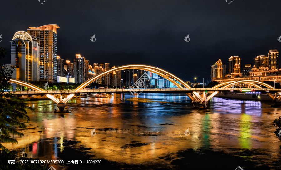 福州中洲岛闽江解放大桥夜景