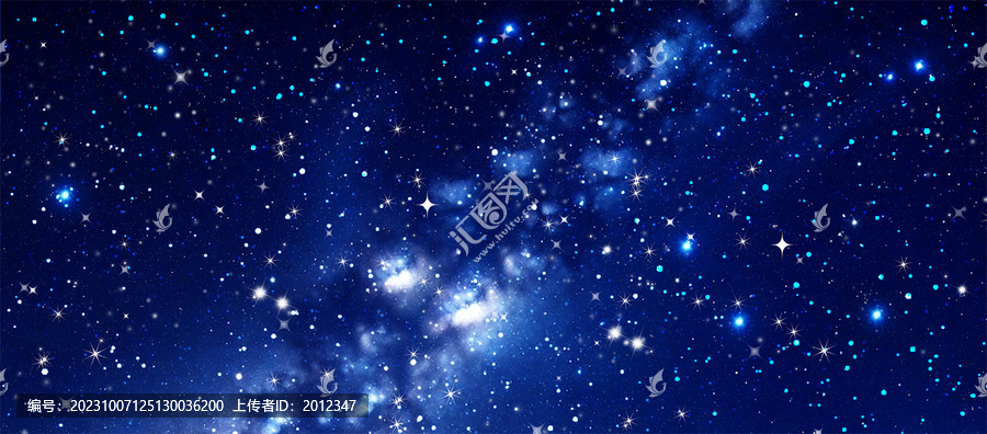 长幅蓝色星空银河