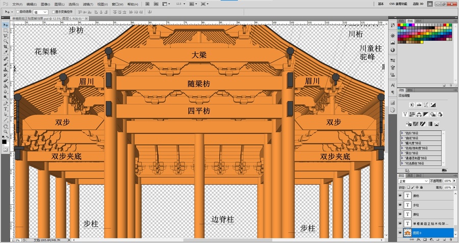 单檐殿庭正贴图解效果