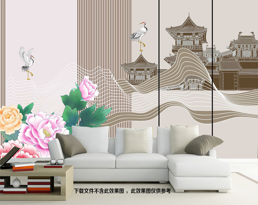 新中式轻奢线条背景墙