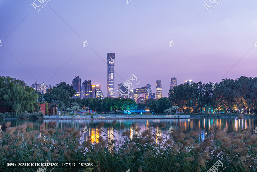 朝阳公园城市建筑夜景