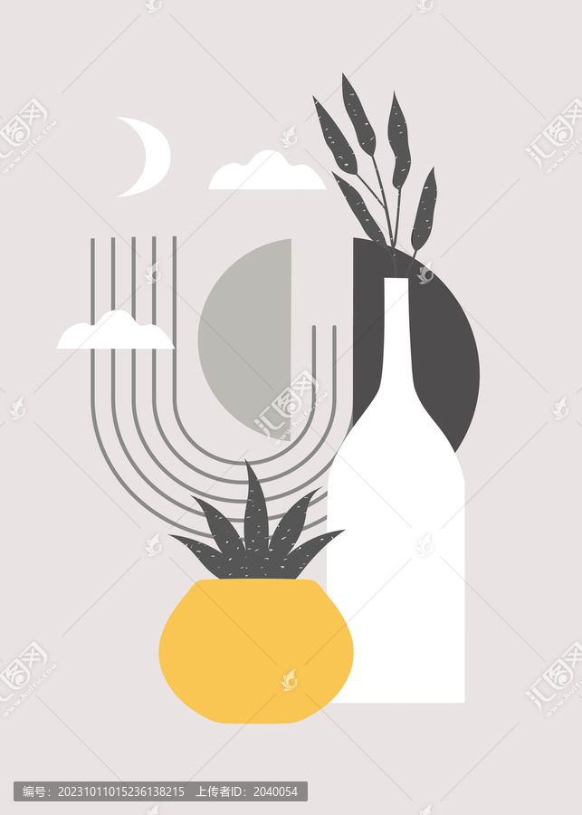 极简线条色块艺术画