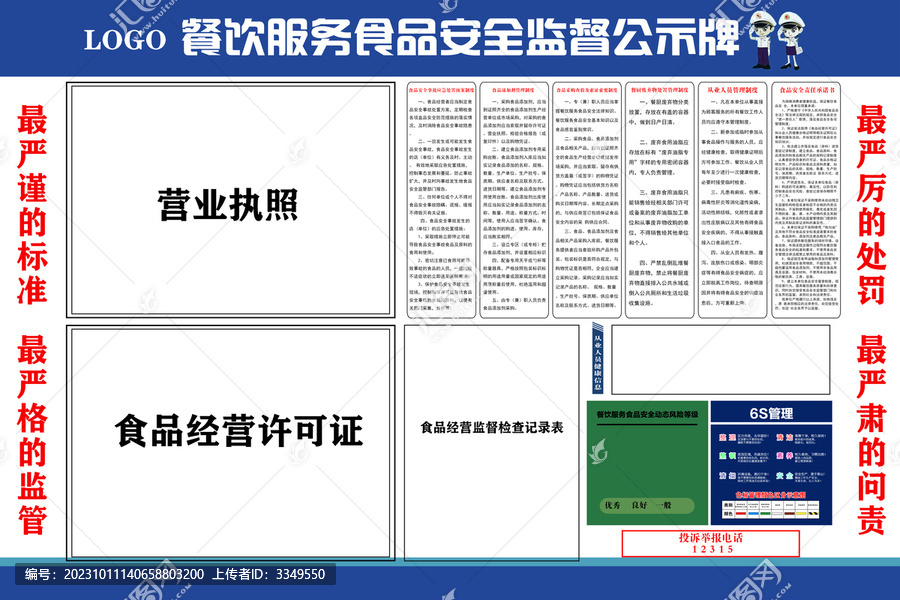餐饮服务食品安全监督公示牌