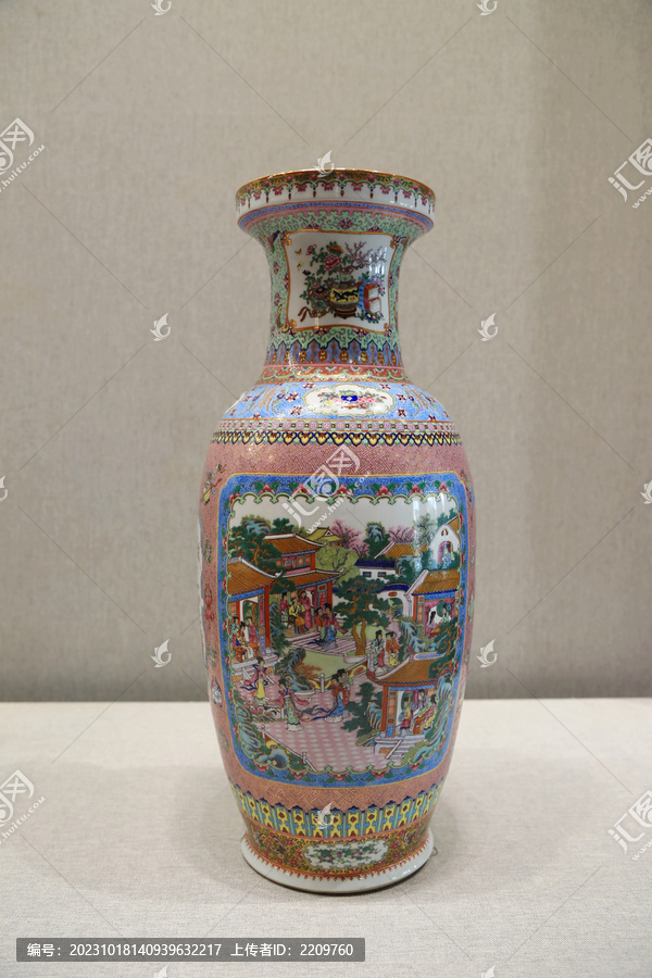 广彩瓷瓶大观园瓶