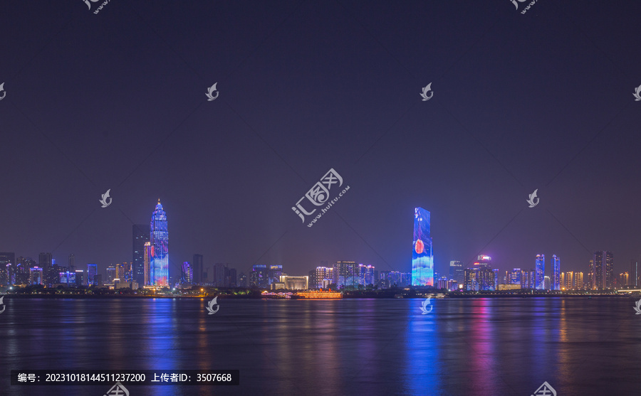 武汉长江夜景城市滨江夜景