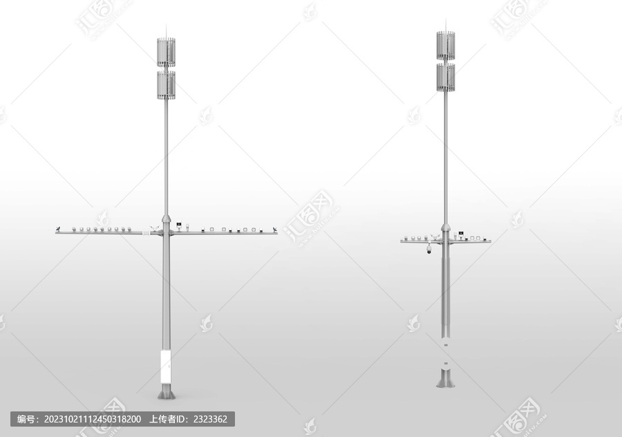 基站电警杆智杆监控杆SU模型